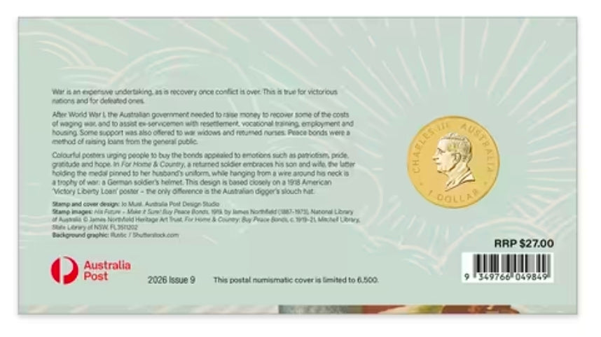 2026 ANZAC Day – Preparing for Peace Postal Numismatic Cover (PNC)