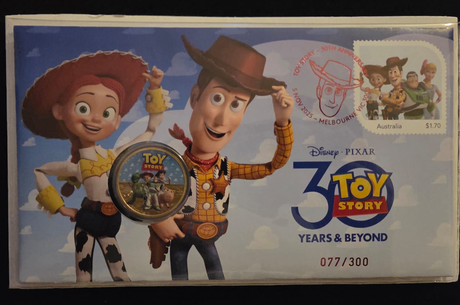 🤠🎬 **2025 $1 Toy Story “30 Years & Beyond” Limited Edition PNC – No. 077/300**