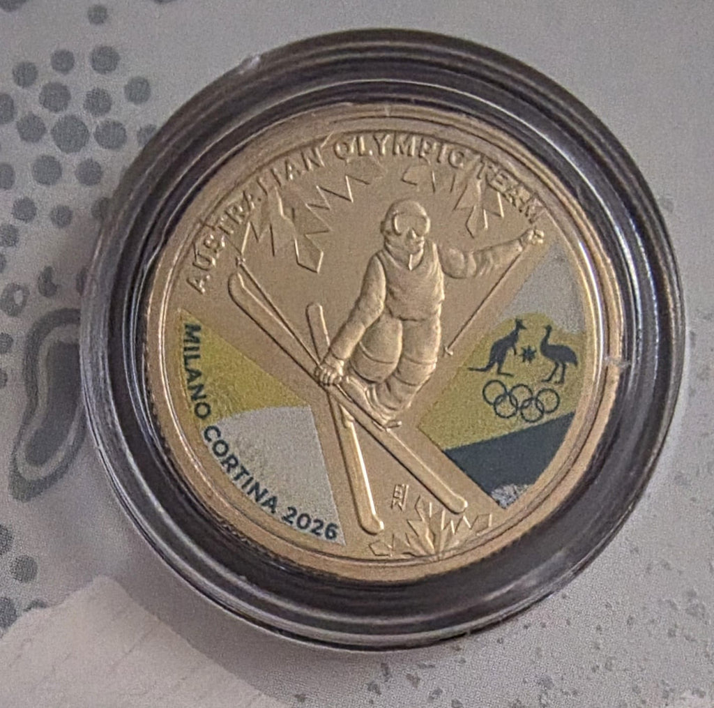 ❄️🇦🇺 2026 $1 Milano Cortina Winter Olympics – Australian Team Coloured Coin