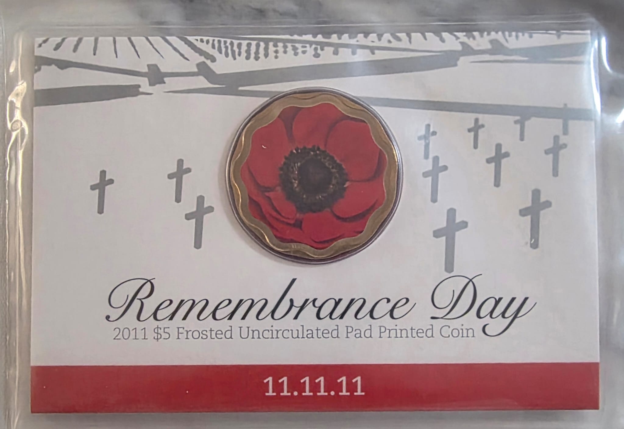2011 $5 Remembrance Day Coin (11.11.11) – Royal Australian Mint – Sealed in Card