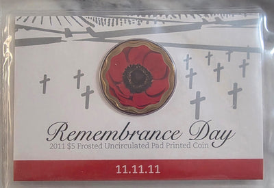 2011 $5 Remembrance Day Coin (11.11.11) – Royal Australian Mint – Sealed in Card