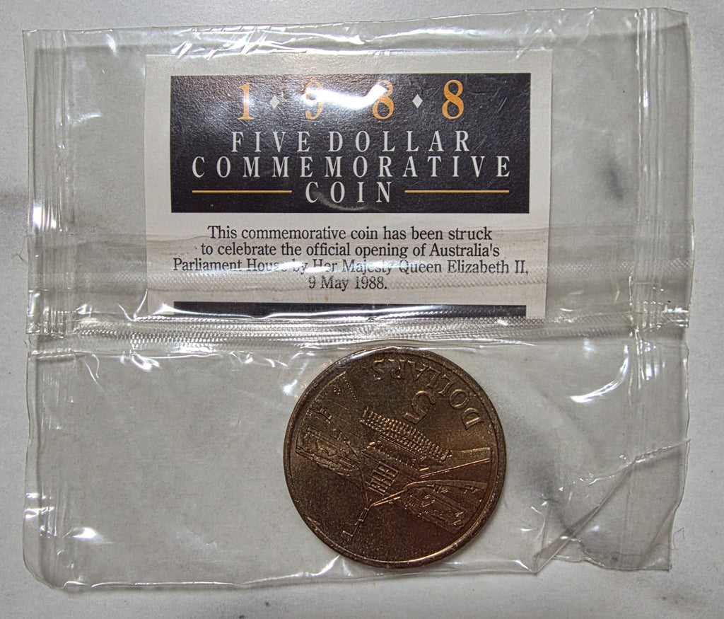 1988 Australia $5 Commemorative Coin – Parliament House Opening – Sealed