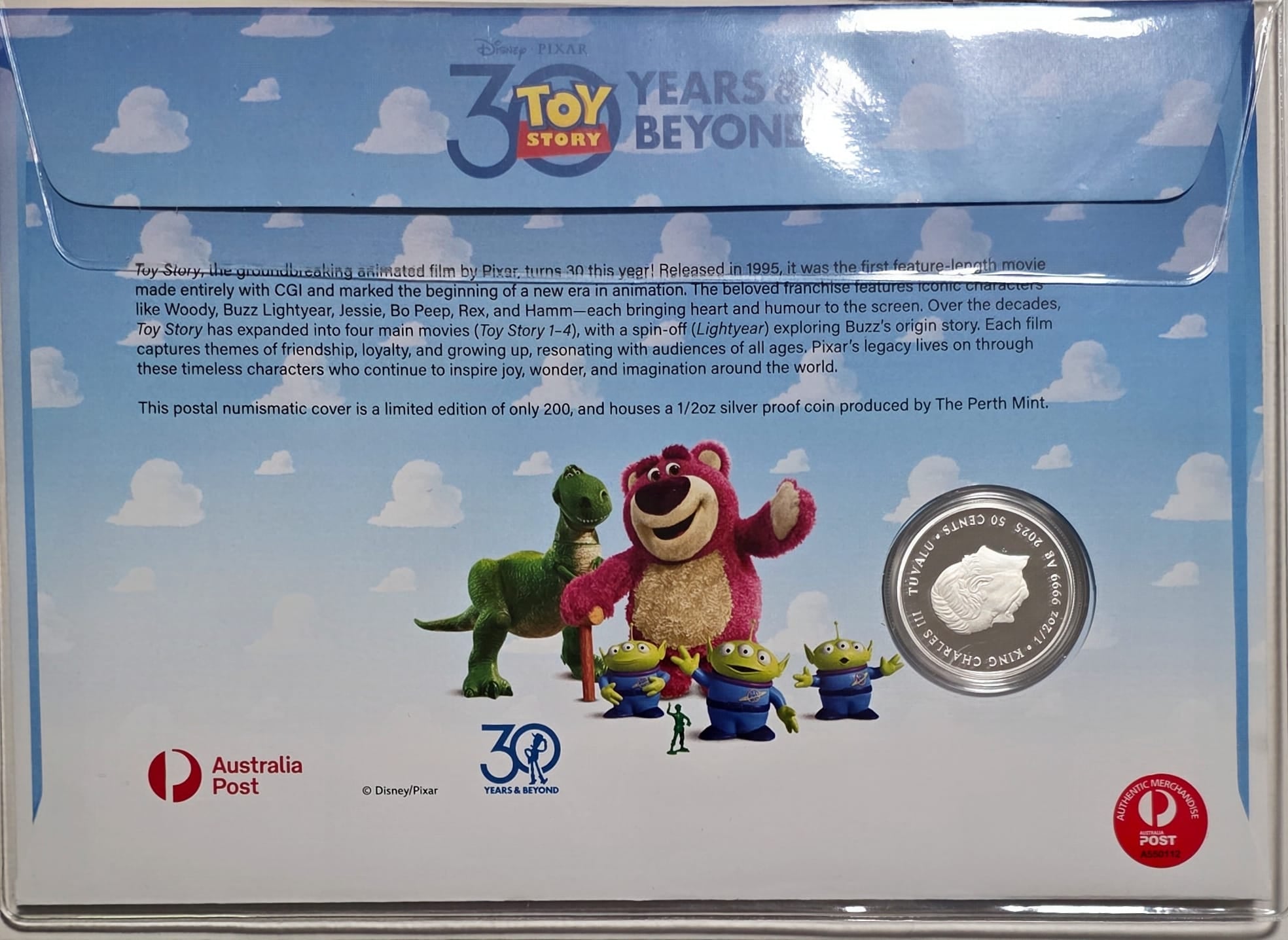 2025 1/2 Oz Silver 30 Years of Toy Story PNC --numbered at 044/200