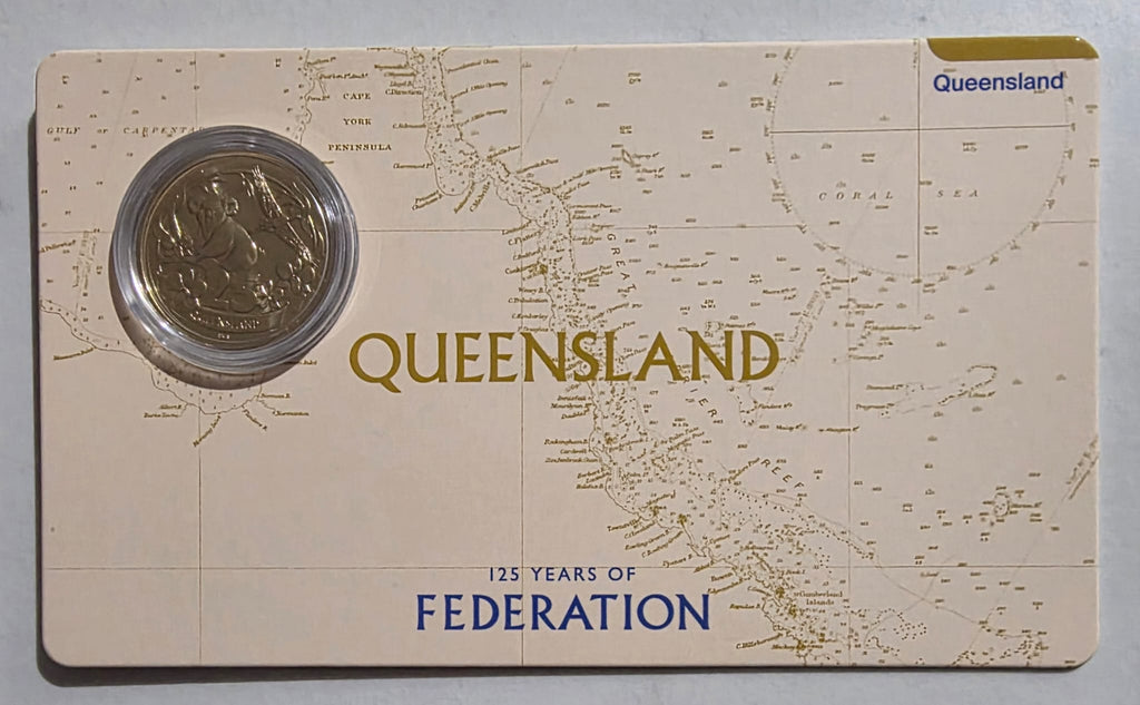 125 Years Of Federation Queensland Coin in Card