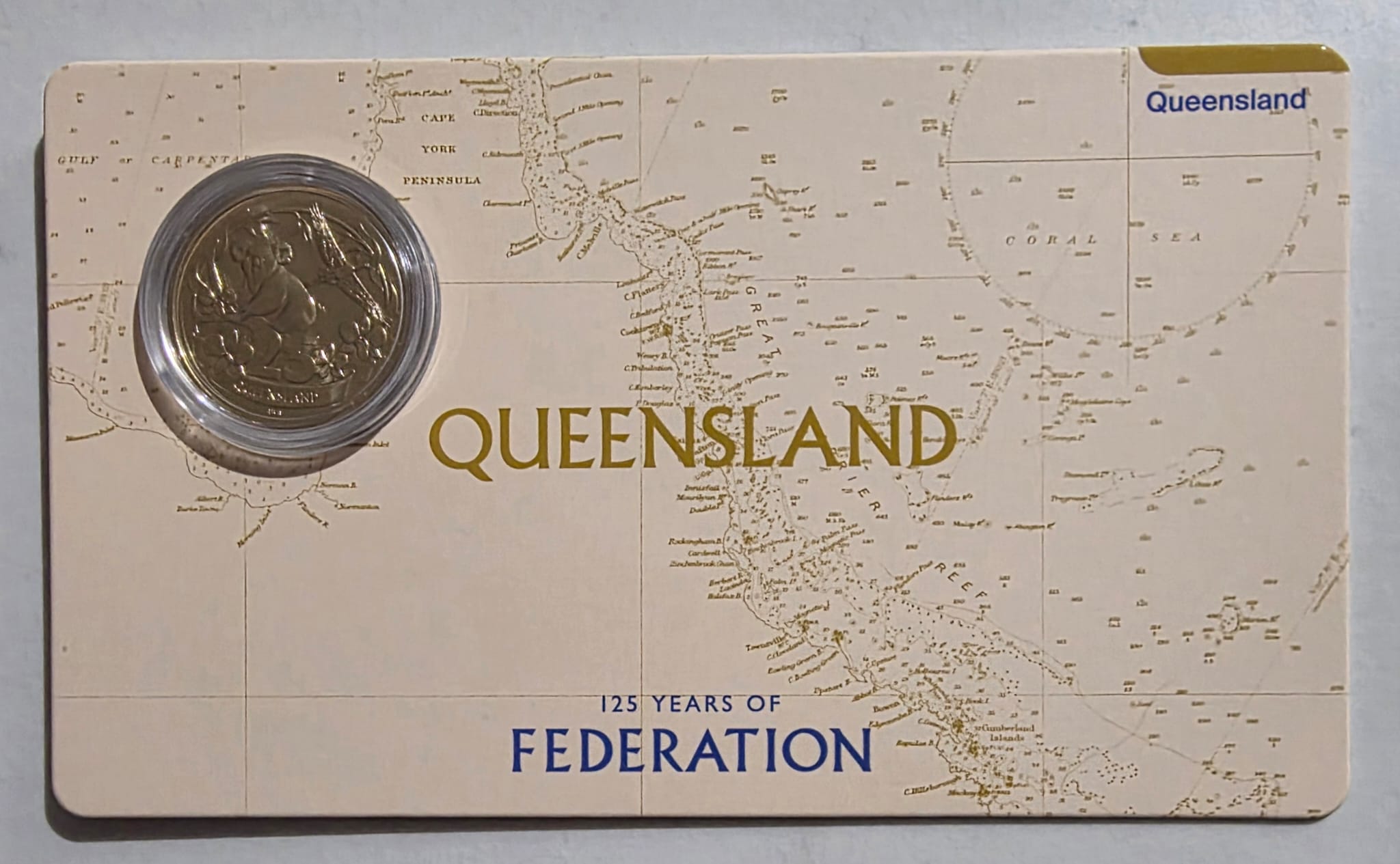 125 Years Of Federation Queensland Coin in Card