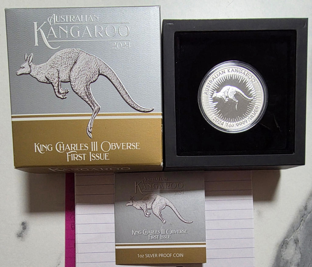 Australian Kangaroo 2024 King Charles III Obverse First Issue 1oz Silver Coin