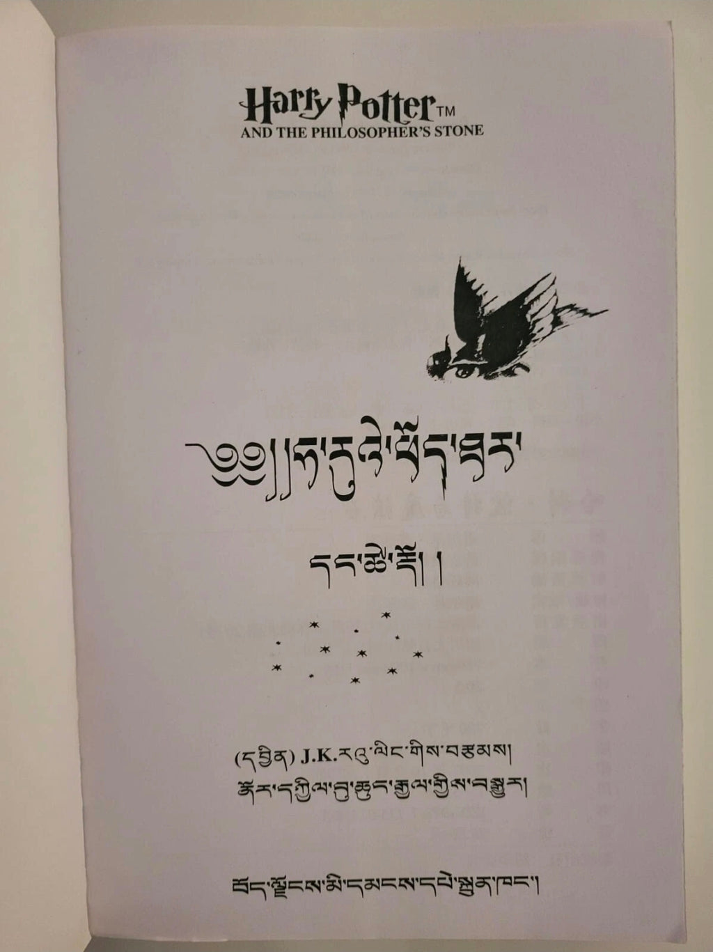 Harry Potter and the Philosopher's Stone – Tibetan Translation First Edition (2007 Paperback)