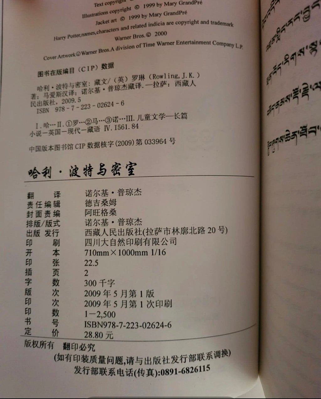 Harry Potter and the Chamber of Secrets – Tibetan Translation (International Edition)