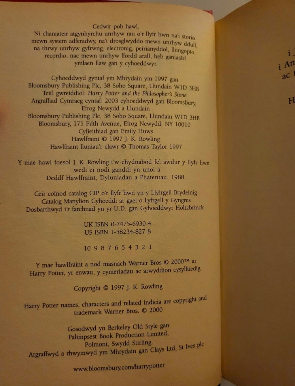 Harry Potter and the Philosopher’s Stone – Welsh Language International Edition (Hardcover, 2003)