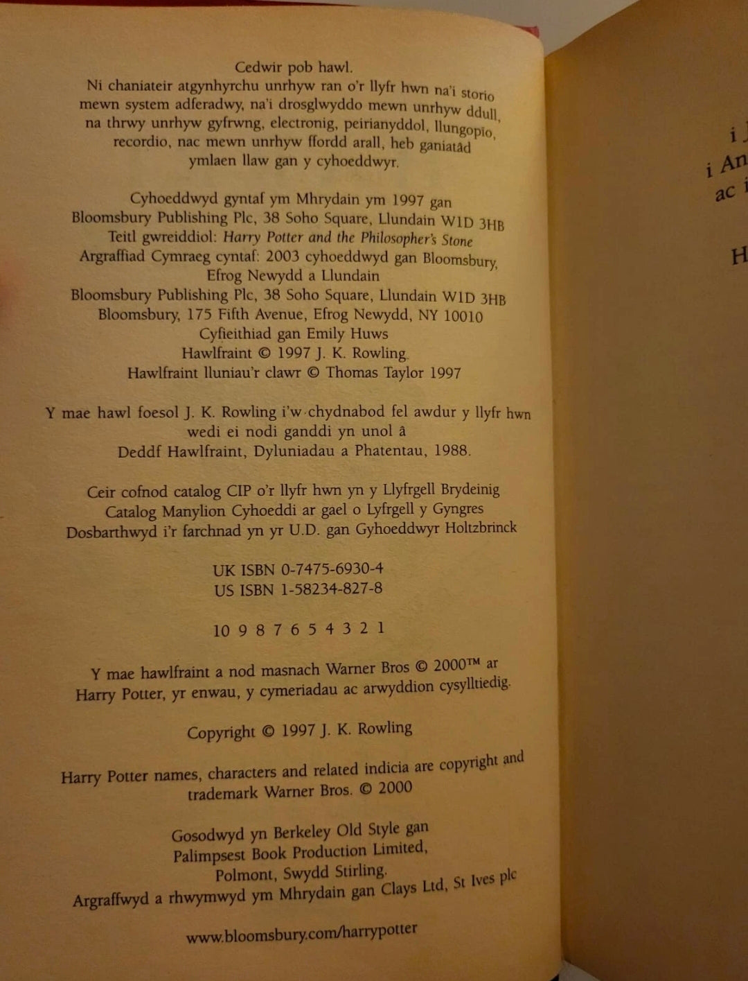 Harry Potter and the Philosopher’s Stone – Welsh Language International Edition (Hardcover, 2003)