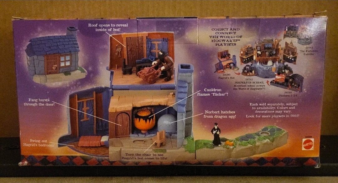 2001 Mattel Harry Potter – Hagrid’s Hut World of Hogwarts Playset (NIB Vintage Collectible)