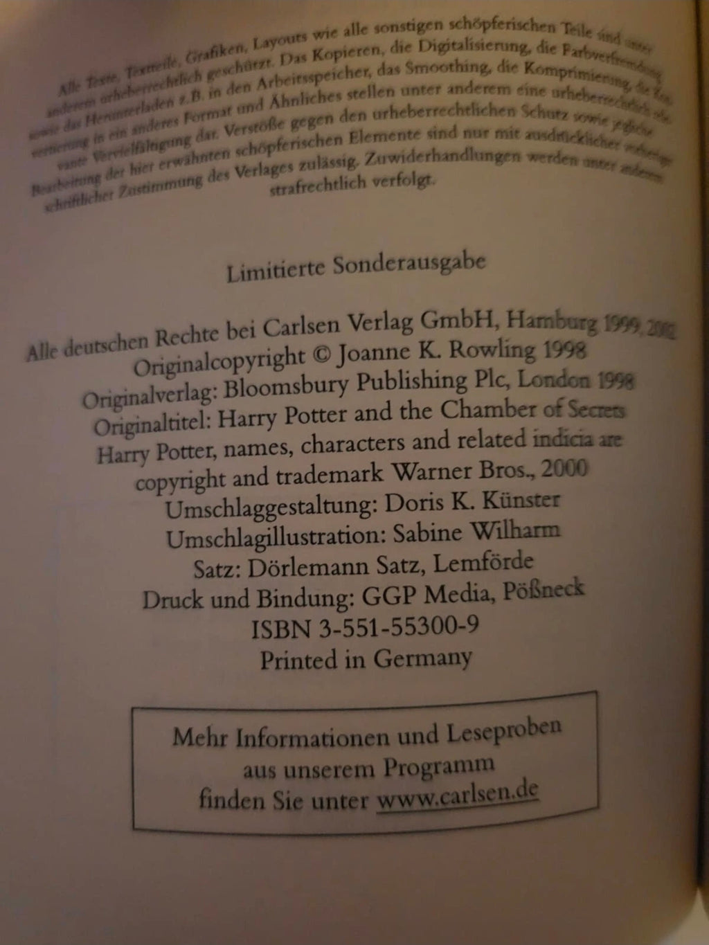 Harry Potter German Edition Books 2–3-4 – International Paperback Set (Carlsen, 2000)