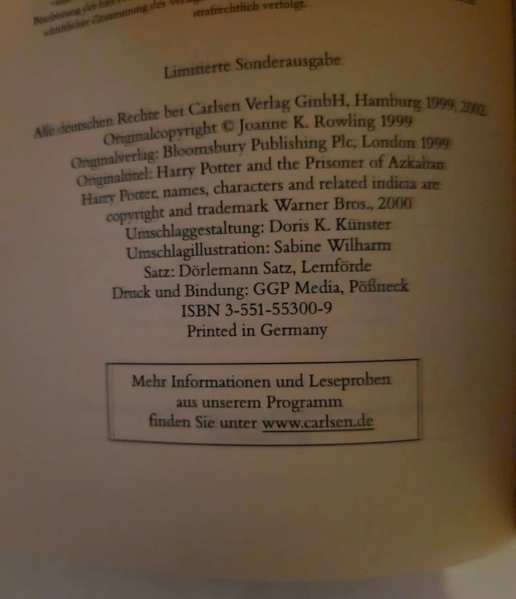 Harry Potter German Edition Books 2–3-4 – International Paperback Set (Carlsen, 2000)