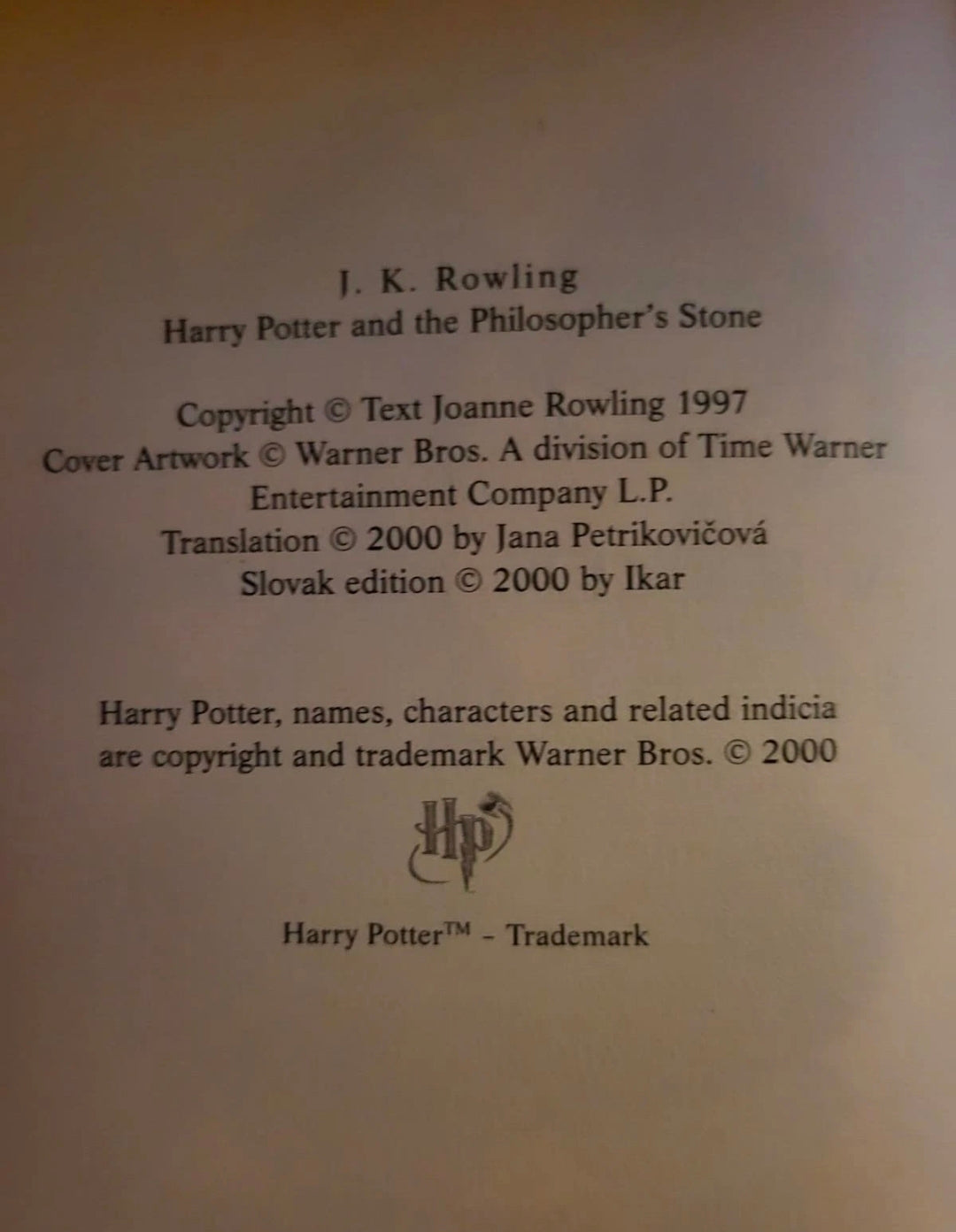 Harry Potter Kameň Múdrcov – Slovak First Edition Hardcover (2000)