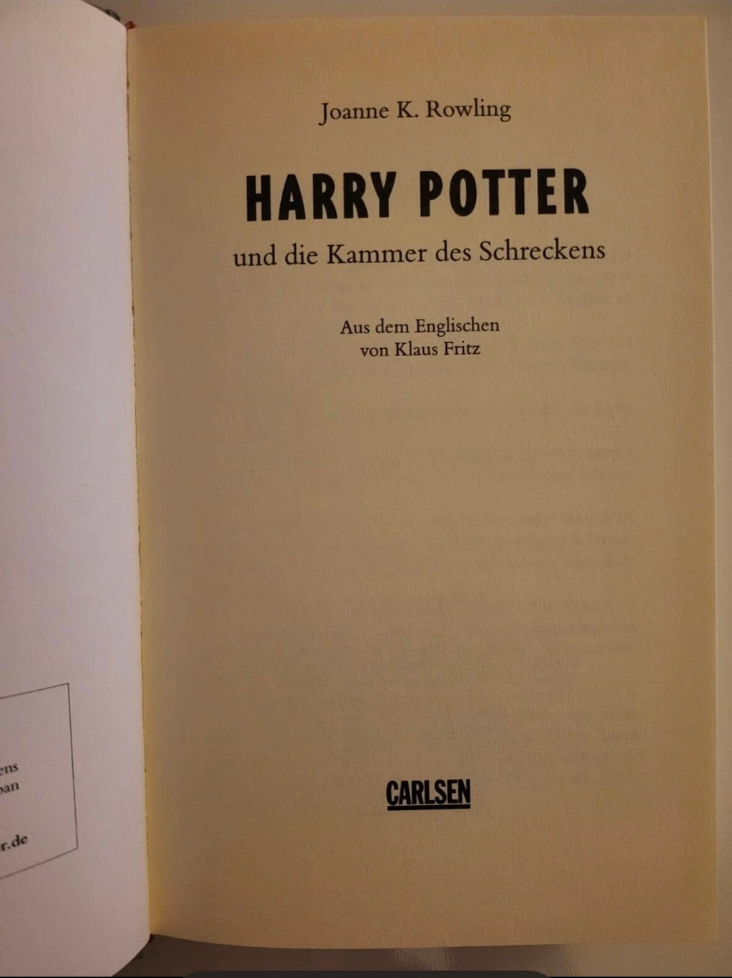 Harry Potter und die Kammer des Schreckens – German Hardcover Edition (2000)