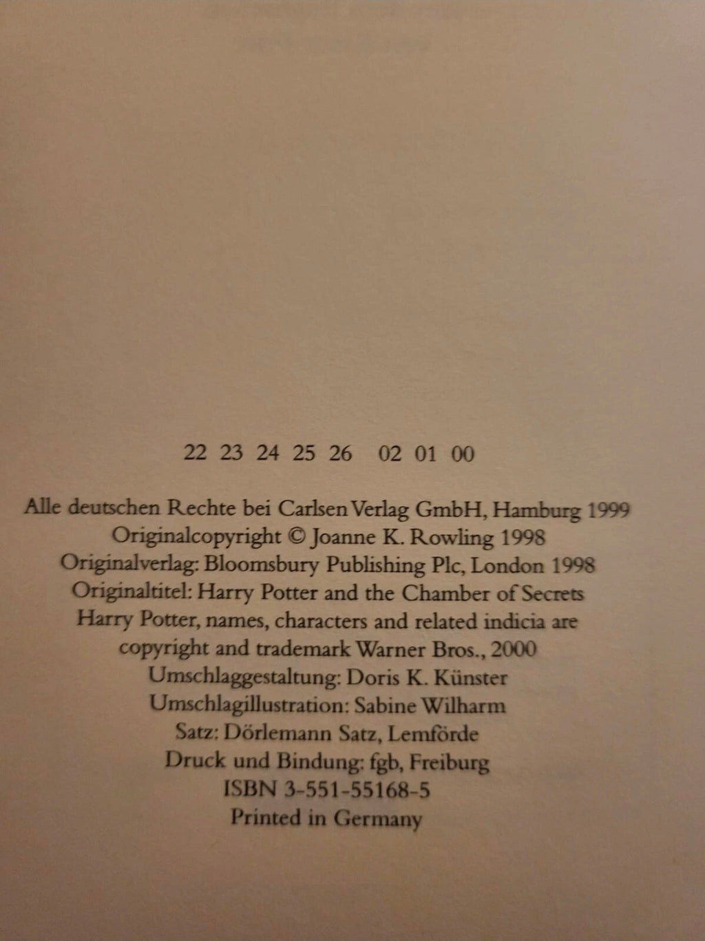 Harry Potter und die Kammer des Schreckens – German Hardcover Edition (2000)