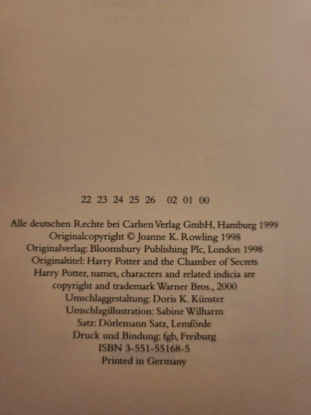 Harry Potter und die Kammer des Schreckens – German Hardcover Edition (2000)